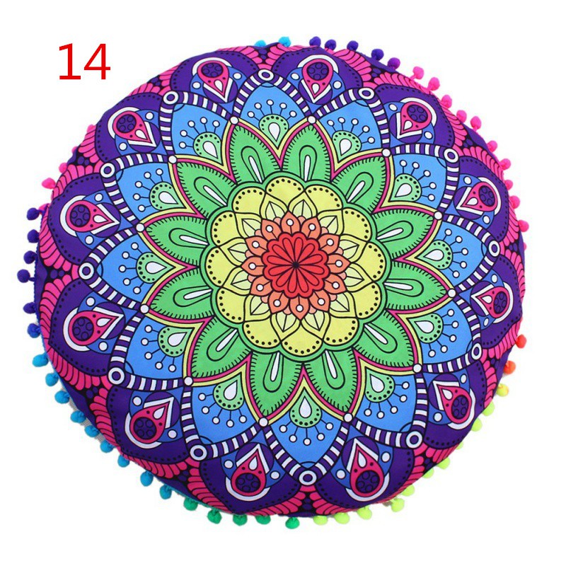 Vỏ Gối Hình Tròn Họa Tiết Mandala Ấn Độ