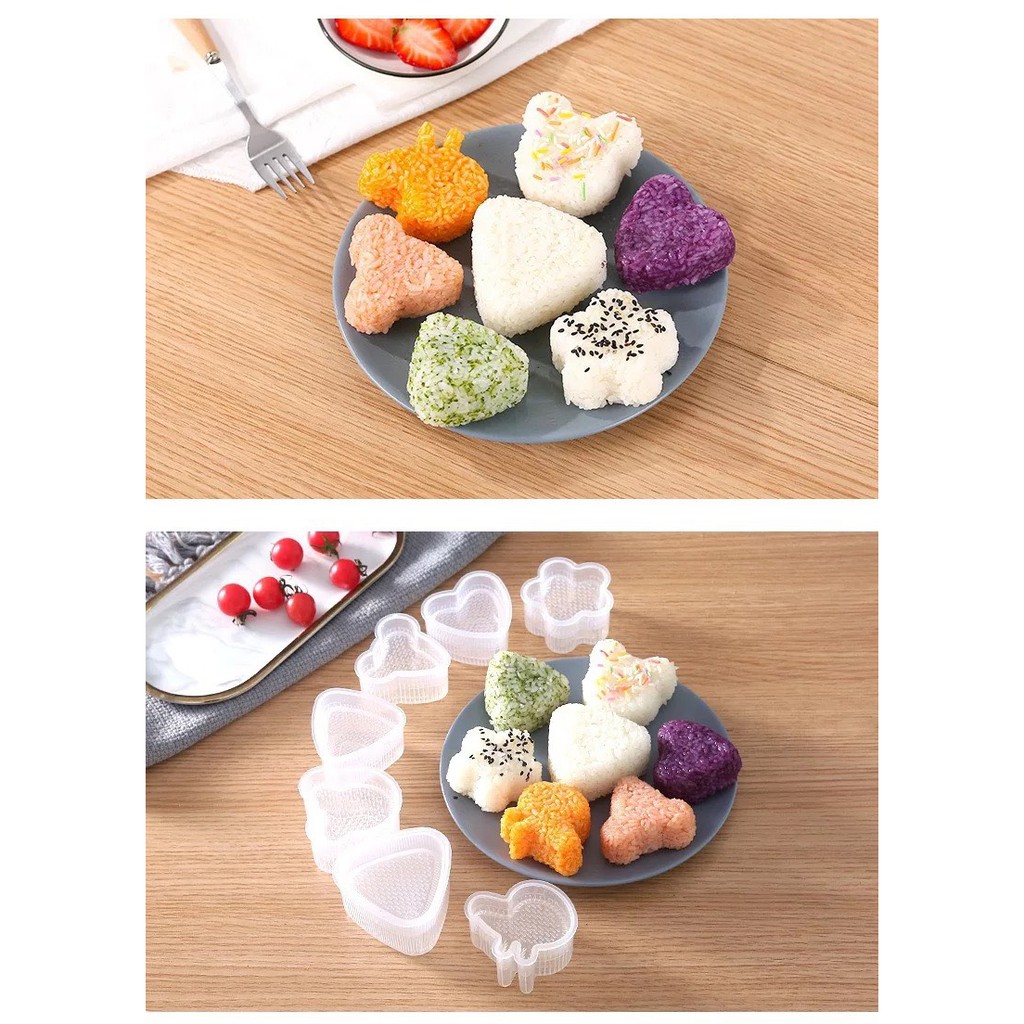 Khuôn làm cơm nắm Onigiri, khay dụng cụ ép cơm Bento tạo hình cho bé ăn dặm Momibaby
