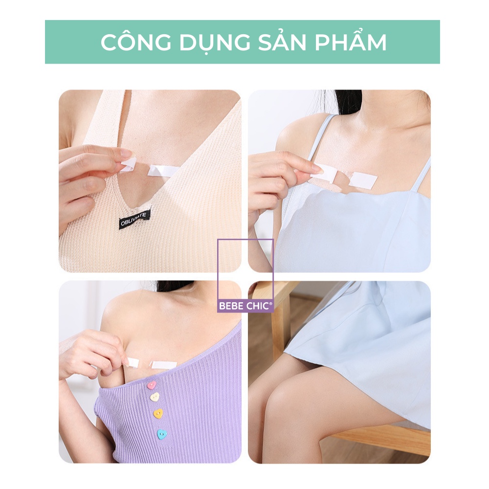 36 băng dính cố định quần áo BEBE CHIC - Miếng dán chống lộ, hở ngực, vai áo unisex
