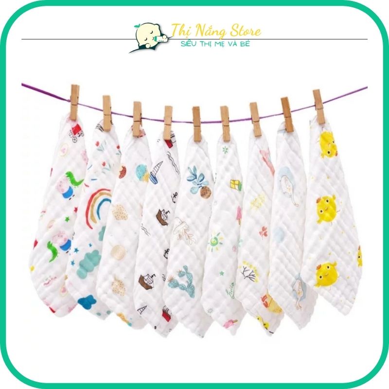Khăn sữa xô sợi tre 6 lớp rửa mặt loại dày siêu mềm mại cho bé sơ sinh - Thị Nắng Store