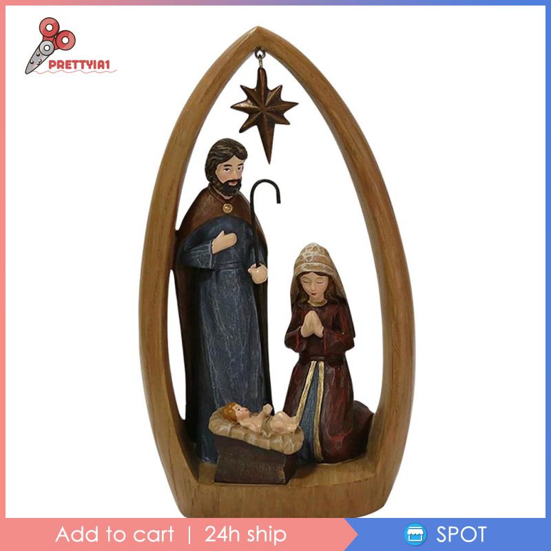 [Prettyia1] Mô Hình Giáng Sinh Bằng Nhựa Resin Thủ Công Kích Thước 24.5x16x5.2CM