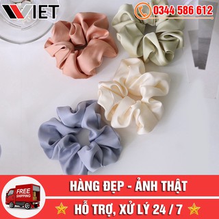 [MIỄN PHÍ SHIP TOÀN QUỐC] Dây Buộc Tóc Vải Scrunchies Phi Bóng Màu Trơn Cho Nữ