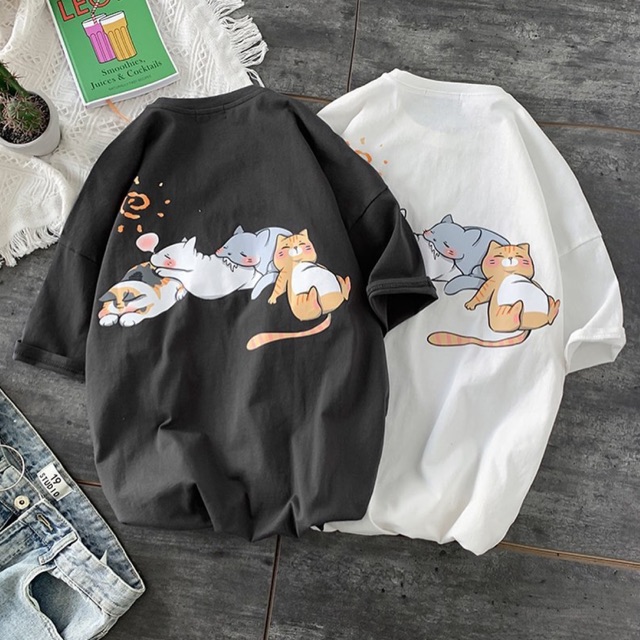 Áo Thun 4 Mèo ❤️ màu Đen/Trắng/Be Nam Nữ Unisex FREESHIP | BigBuy360 - bigbuy360.vn