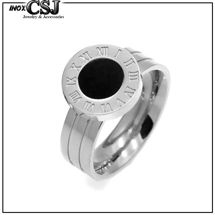 NHẪN NỮ TITAN SỐ LA MÃ MÀU TRẮNG siêu cute - tặng hộp đựng xinh xắn