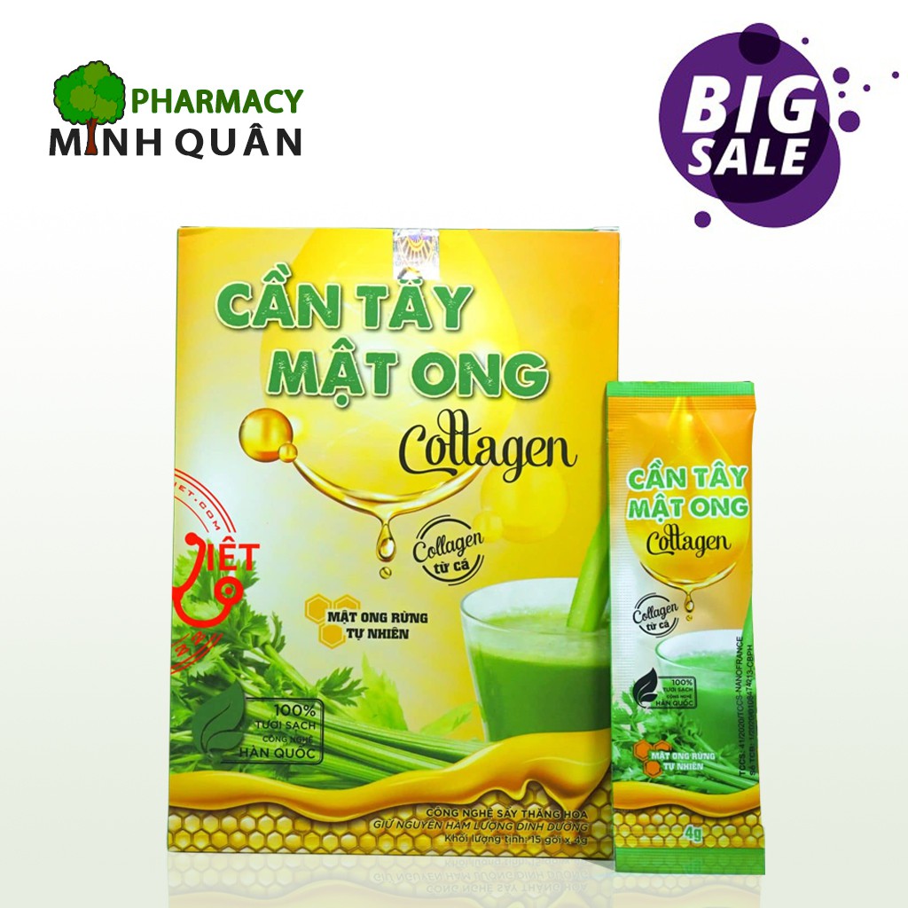 BỘT CẦN TÂY MẬT ONG COLLAGEN hỗ trợ làm đẹp da, giảm cân, thanh lọc cơ thể - Hộp 15 gói [CHÍNH HÃNG]