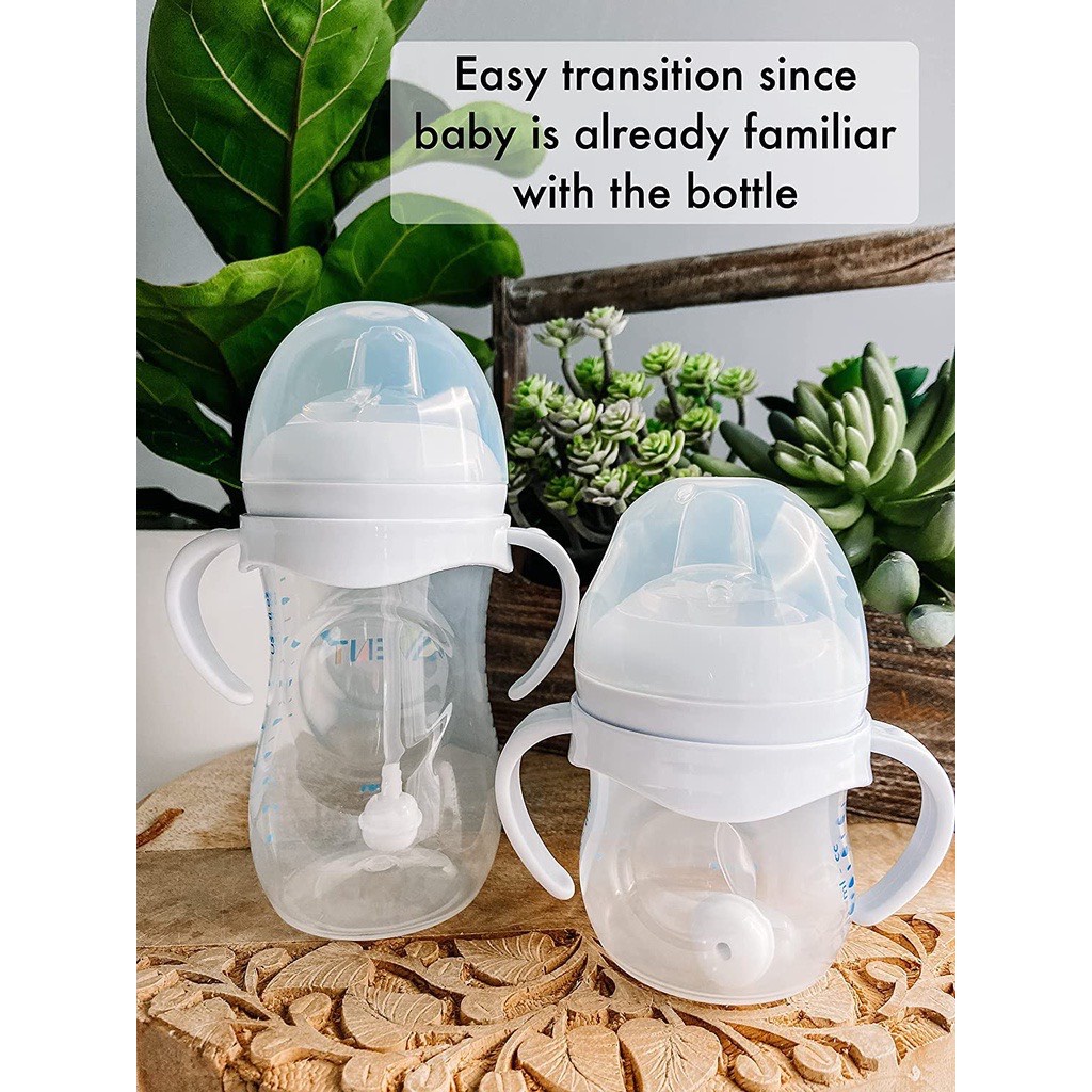 Bộ 01 núm ống hút kèm 01 tay cầm Avent natural (bình cổ rộng) - tặng cọ mini sắt