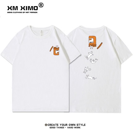 Áo thun XM XIMO ngắn tay in hình "Mèo Hộp" áo phông