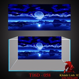 Tranh 3D Bể Cá Cảnh Mẫu Ánh Trăng - Tranh Bể Cá Có Sẵn Keo Dán - Tặng Kèm Bộ Dụng Cụ Dán Tranh