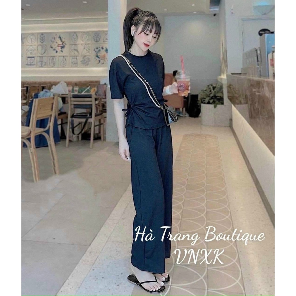 Set Bộ Thun Gân From Thụng Áo Rút Dây 2 Bên Quần Ống Suông Mặc Rất Thoải Mái Mà Sang Trọng