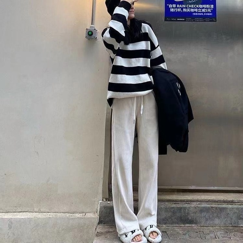 Quần nhung ống rộng lưng cao cho nữ