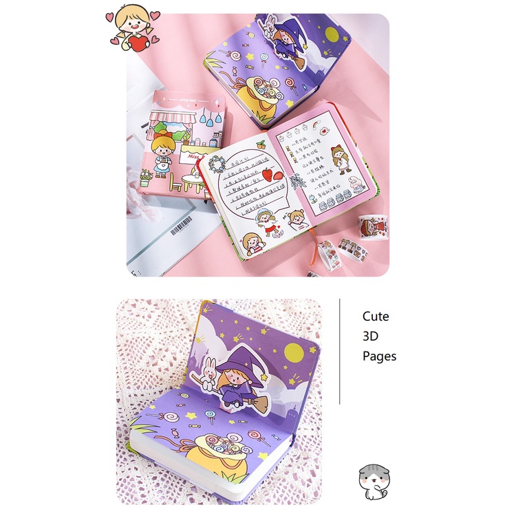 Set 54 Hộp quà tặng Sổ tay cô gái dễ thương -Sticker-Washi Tape -Giấy Note  Sổ Ghi Chú  hình dán công chúa sổ ghi chép sticker trang trí sổ quà tặng bạn gái