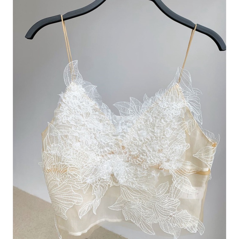 Áo Hai Dây Ngắn Phối Ren Quyến Rũ Thời Trang Mùa Hè Cho Nữ