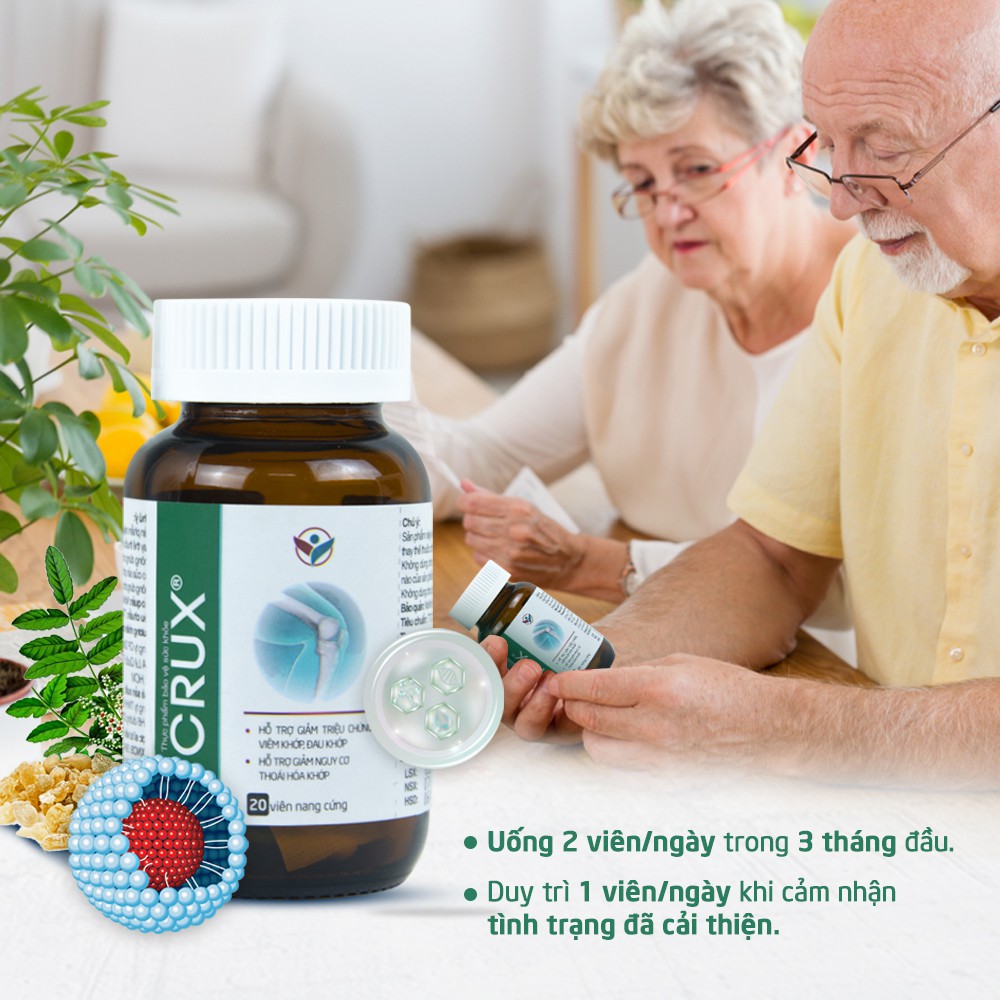 Viên uống Tái Tạo Khớp Thoái Hóa, Tăng Dịch Khớp, Cải Thiện Vận Động Crux Dan Khang Hộp 20 viên