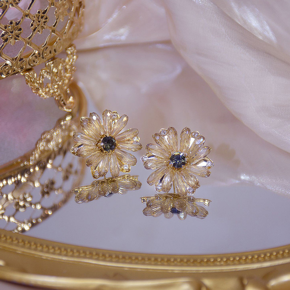 Khuyên Tai Hình Hoa Cúc Đính Đá Phong Cách Bohemian Dành Cho Nữ