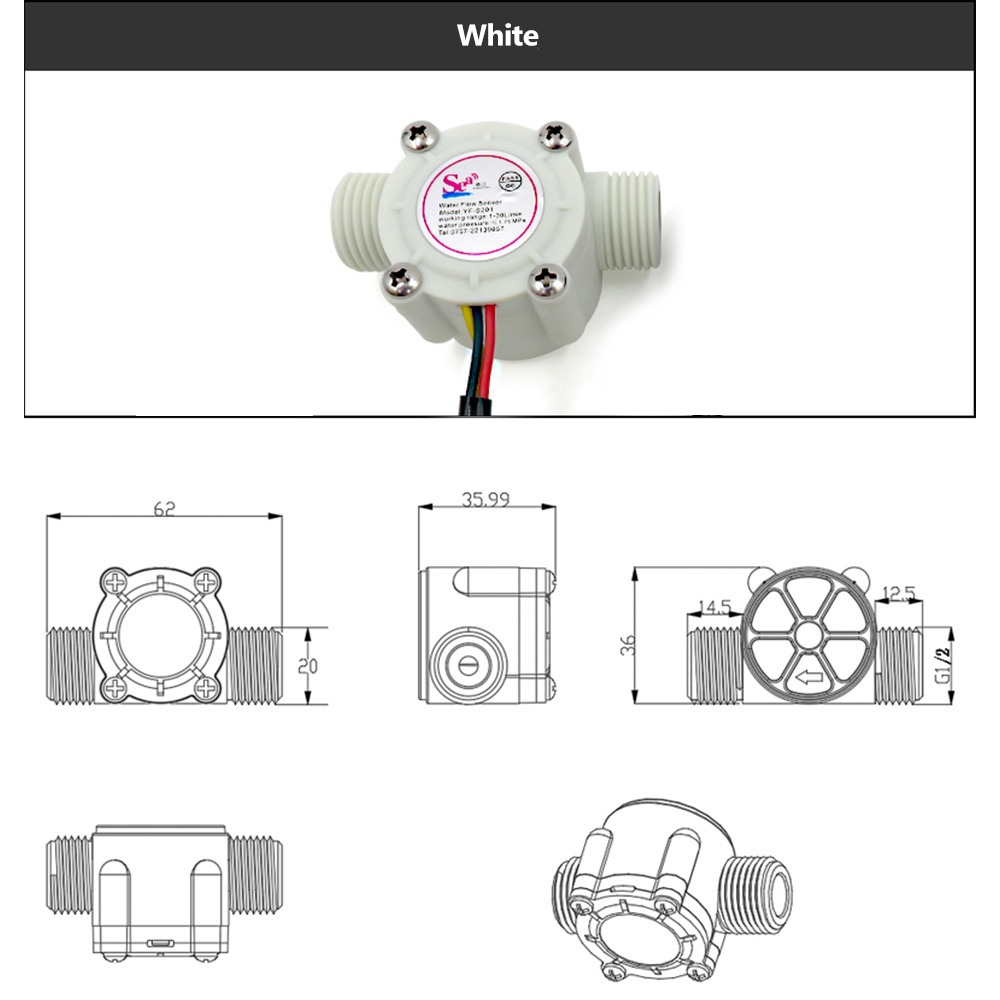 DIYMORE Cảm biến lưu lượng nước YF-S201 4 DN15 DIY