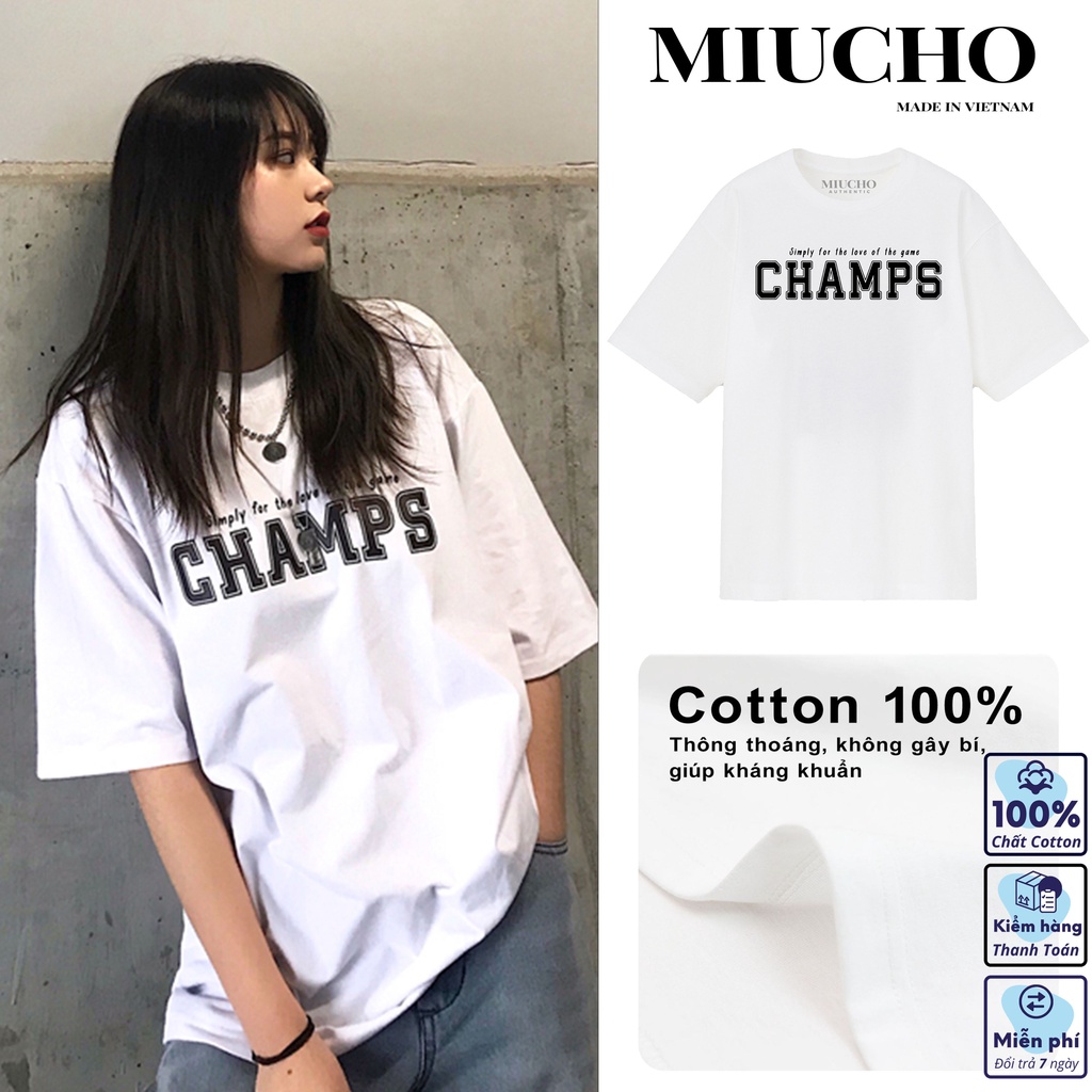 Áo phông nữ form rộng tay lỡ unisex đẹp, áo thun nữ form rộng tay lỡ unisex cotton hàn quốc AT104 Miucho basic tee