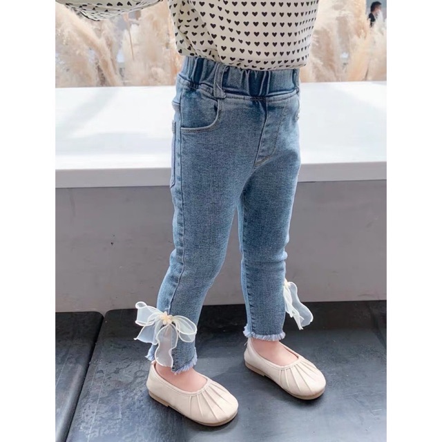( sale)Quần jeans nơ bé gái