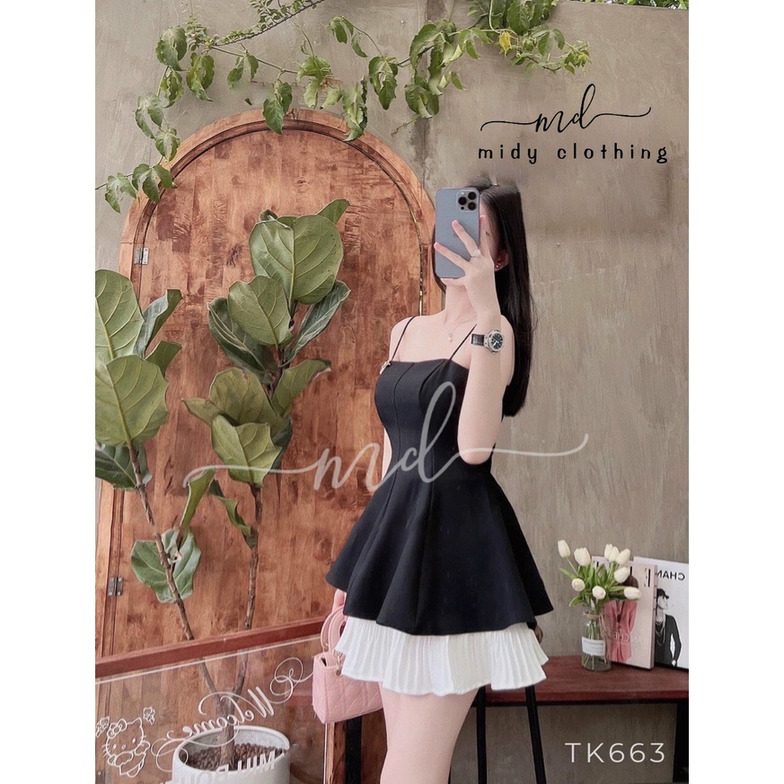 Áo 2 dây thiết kế peplum vải cotton 3 màu