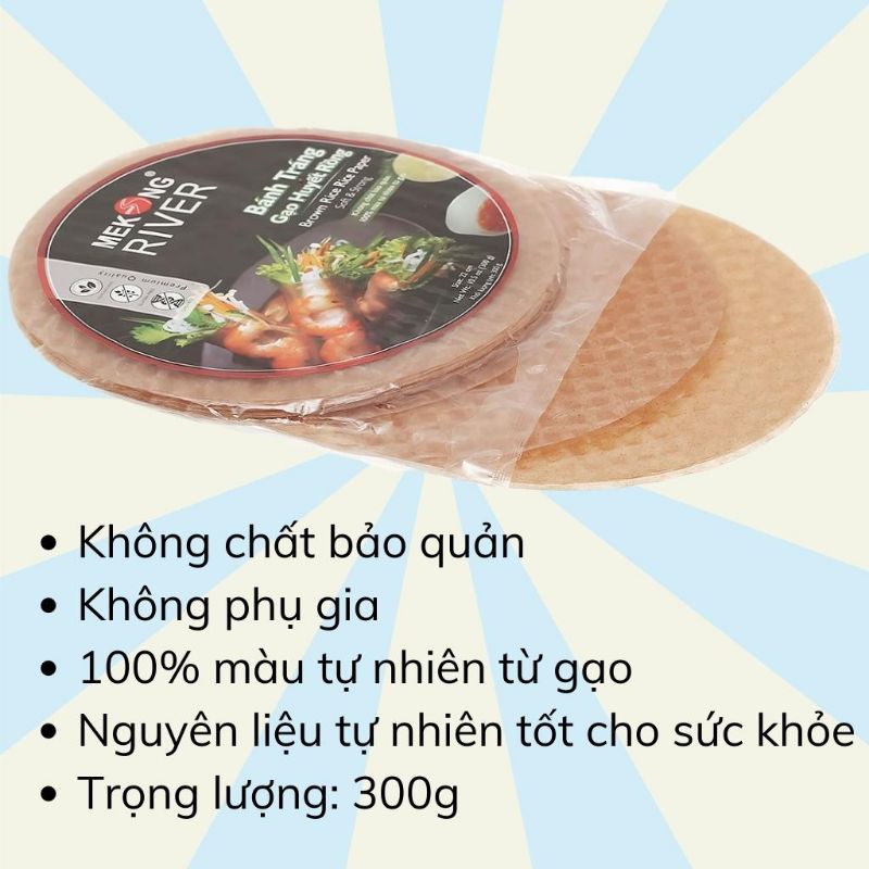 Bánh Tráng Gạo Lứt Mekong River -Bánh tráng cuốn ăn kiêng,tốt cho sức khoẻ.(Túi 300g).