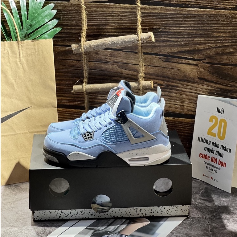 Giầy Jordan 4 Retro GS University Blue Xanh Dương hàng cao cấp