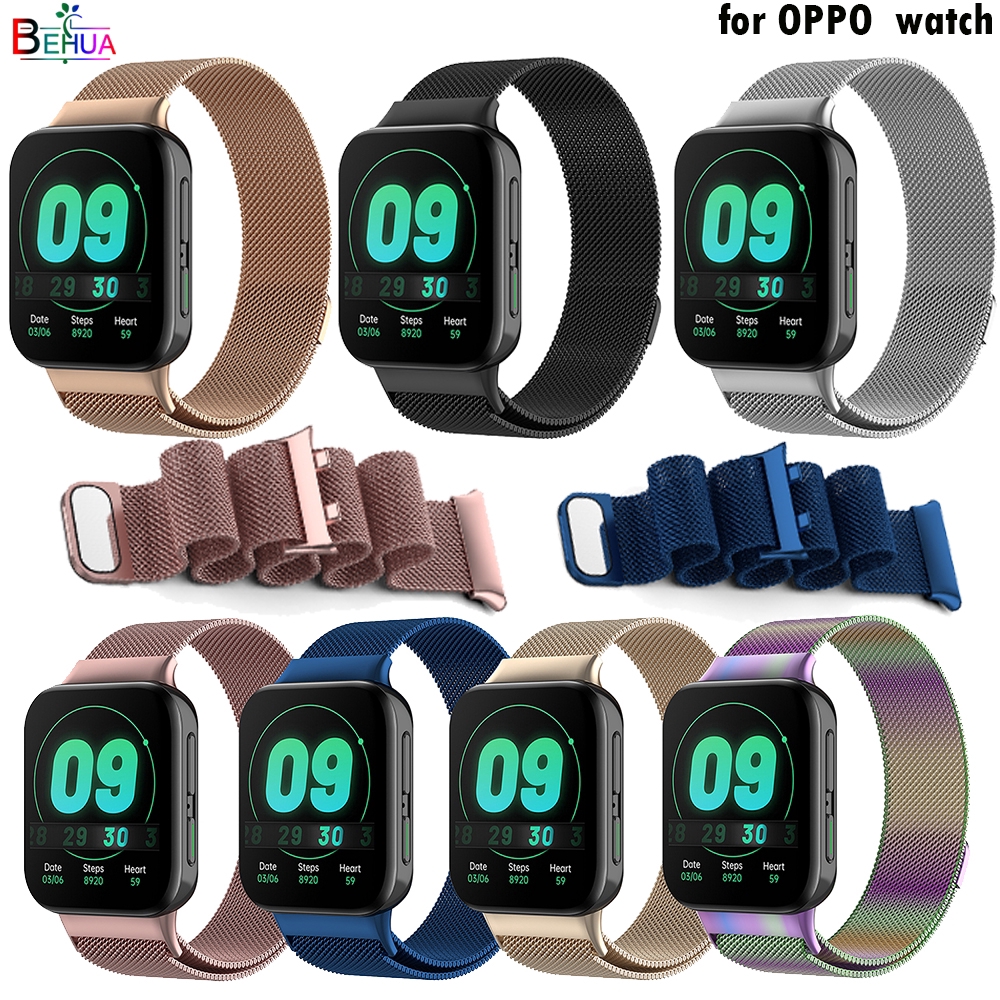 Dây đeo kim loại dạng lưới thay thế cho đồng hồ for OPPO watch band 41mm 46mm Milanese Loop