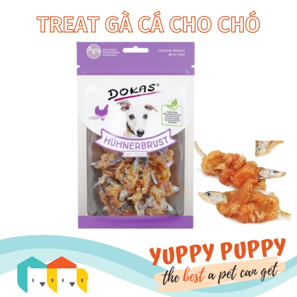 Dokas ức  gà bọc cá sấy/ ức gà bọc cá 220g cho chó/ thú cưng