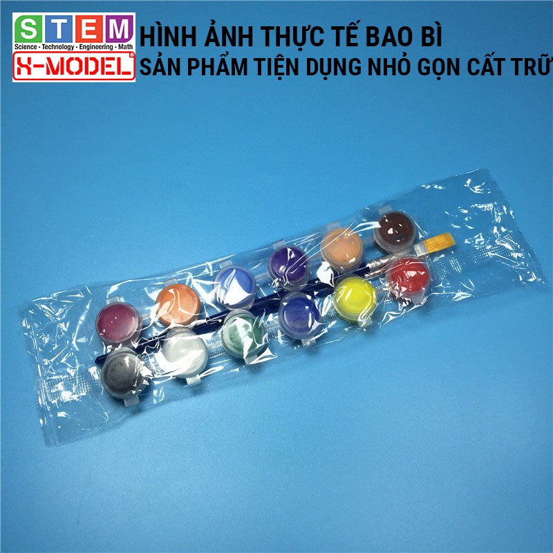 Đồ chơi sáng tạo STEM Bộ dụng cụ tô màu acrylic graffiti 12 màu kèm 2 bút vẽ sơn XMODEL cho bé [ Giáo dục STEM, STEAM]