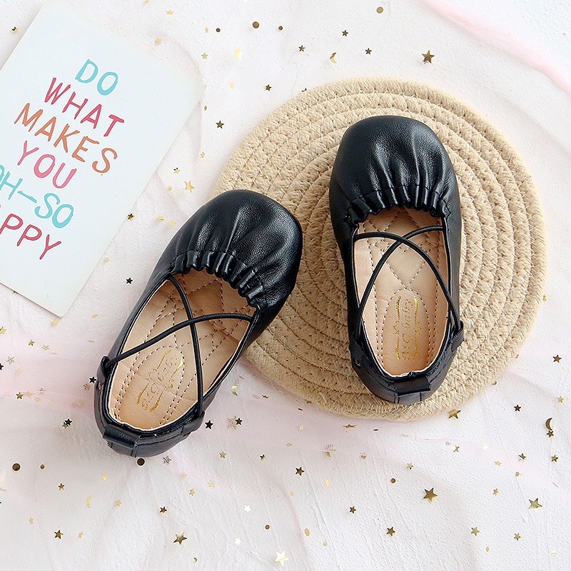 Giày búp bê cho bé gái -  giày nhún bèo dây ngang điệu đà cho công chúa, da PU mềm siêu nhẹ êm chân QCCC Babybees V369