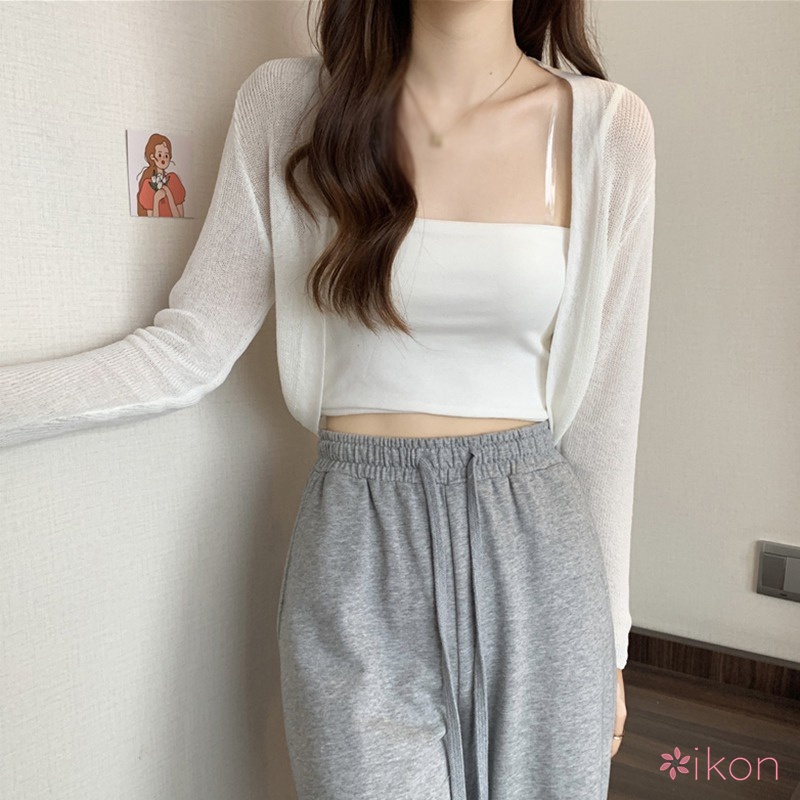 Áo Khoác Cardigan Chống Nắng Bằng Lụa Lạnh Mỏng Phong Cách Hàn Quốc