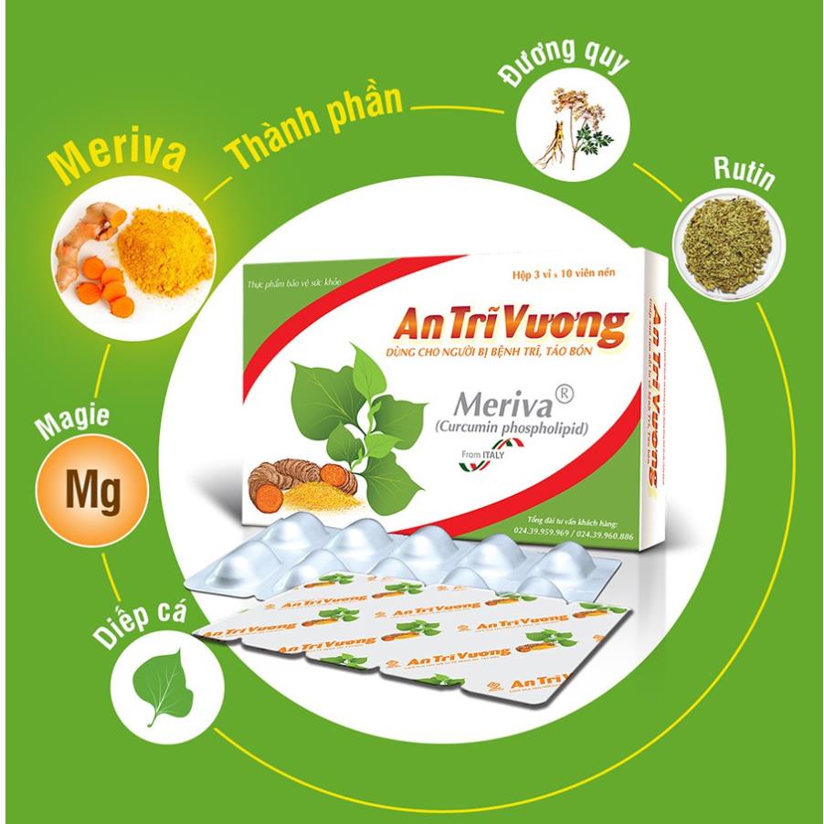 Viên uống An Tri Vương - Hỗ trợ điều trị bệnh trĩ, giúp co búi trĩ, giảm đau rát hậu môn do trĩ (Hộp 30 viên)