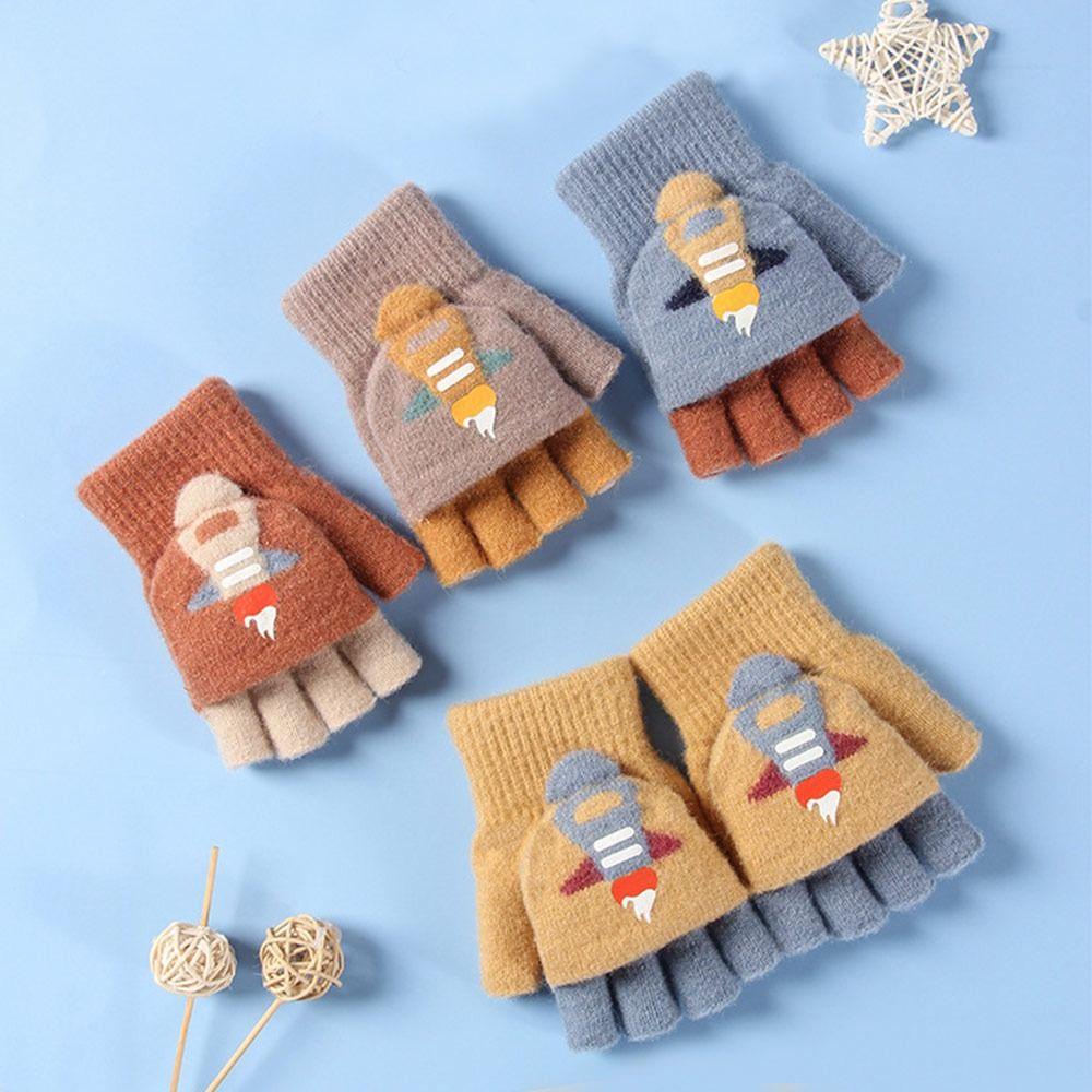 Găng Tay Lông Nhung Dày Mềm Mại Giữ Ấm Mùa Đông Cho Bé 5-12 Tuổi