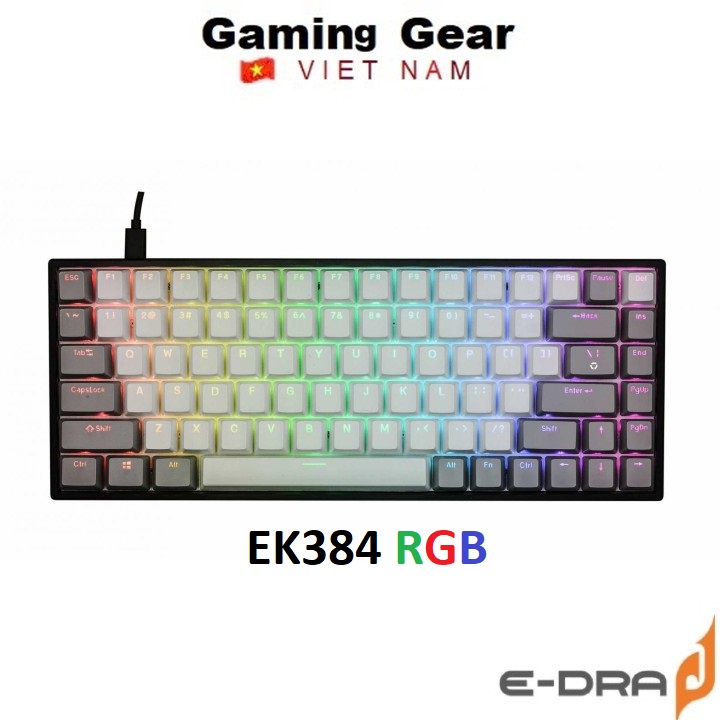 Bàn phím cơ gaming E-Dra EK384 RGB - LED RGB - Huano Switch - Kết nối Type-C