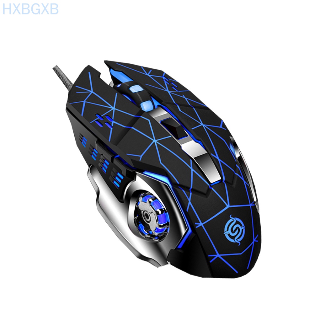 HXBG Gaming Mouse 6-button Backlit Wired Mouse 4-color Breathing Light USB Computer Input Device, Black Insect