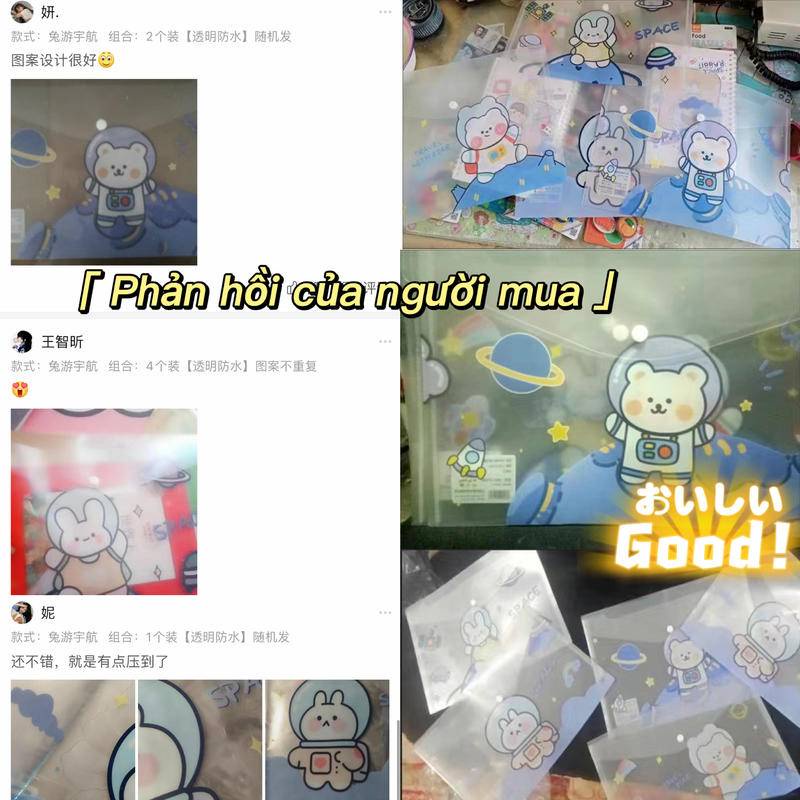 ⭐ iLado ⭐ Túi đựng tài liệu túi đựng bút Bìa đựng tài liệu Rabbit Nút Khóa Gài trong suốt Hoạt Hình túi đựng tài liệu a4 file Hộp đựng storage dễ thương cute đồ dùng học tập học sinh Chống ẩm và chống bụi