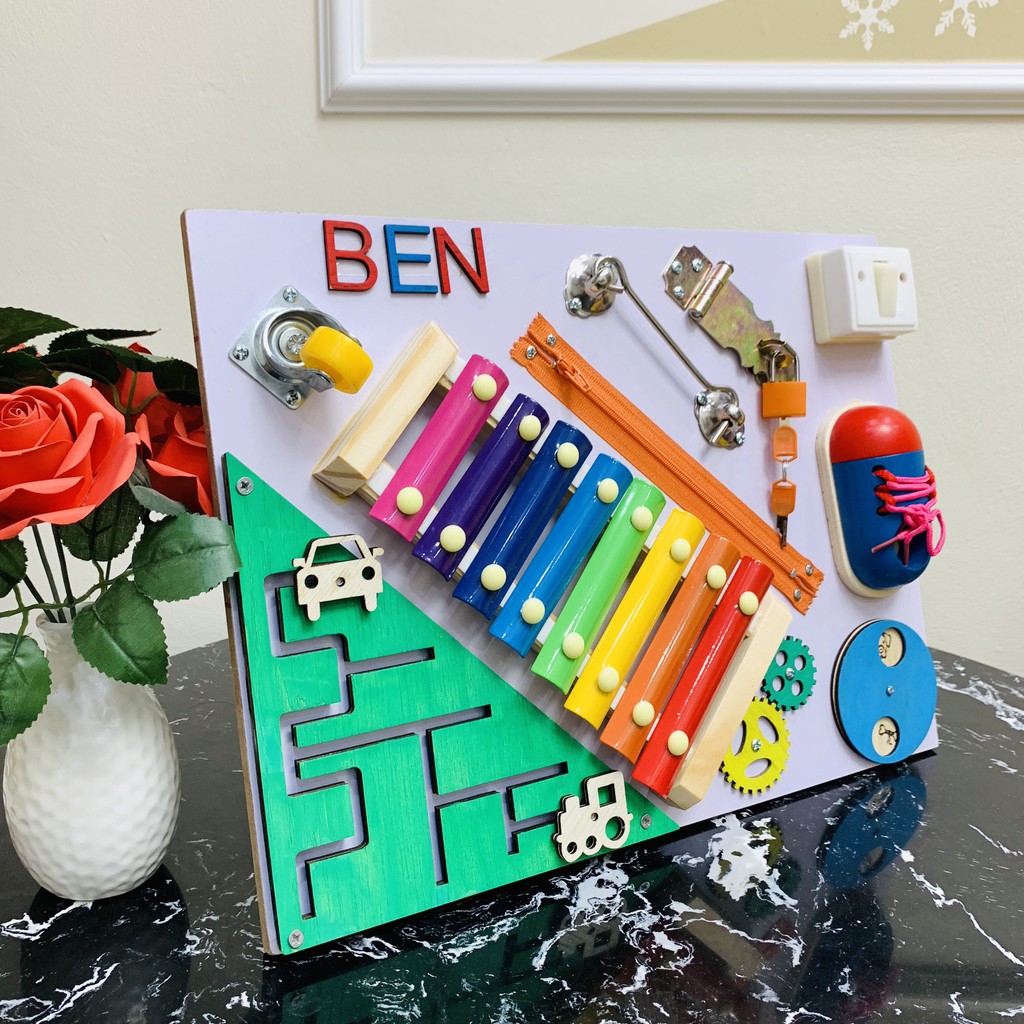 Đồ Chơi Giáo Cụ Montessori Bảng Bận Rộn BR07 Rèn Luyện Các Kỹ Năng Cơ Bản Cho Bé