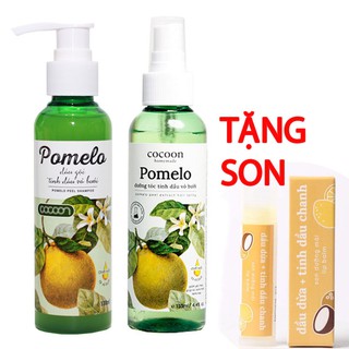 Bộ Dầu gội và xịt dưỡng tóc vỏ bưởi Pomelo Cocoon 130ml TẶNG SON