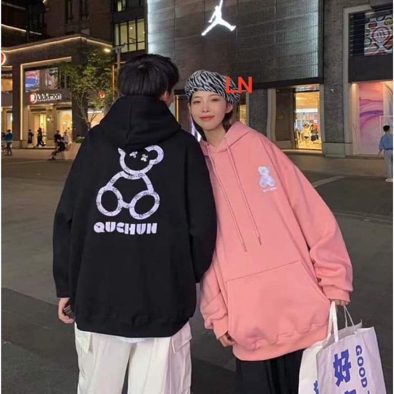 Áo hoodie phản quang gấu qchun LN12