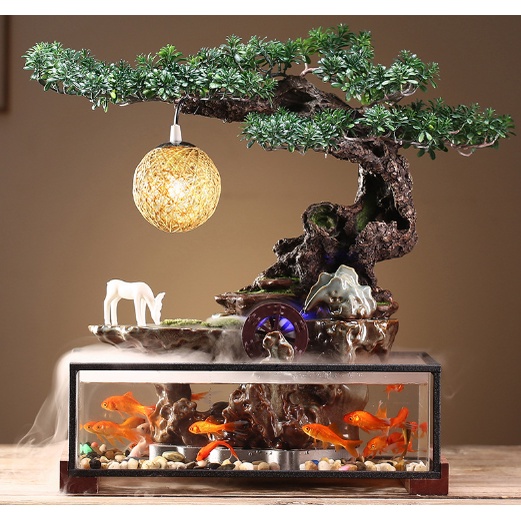 bể cá phong thủy tiểu cảnh. bế cá tiểu cảnh kết hợp phong thủy. bể cá tiểu cảnh
