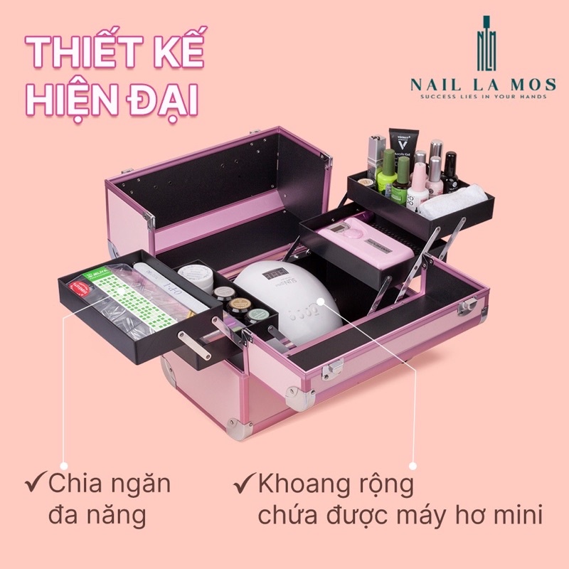 Côp nhôm đựng dụng cụ nail 2 tầng