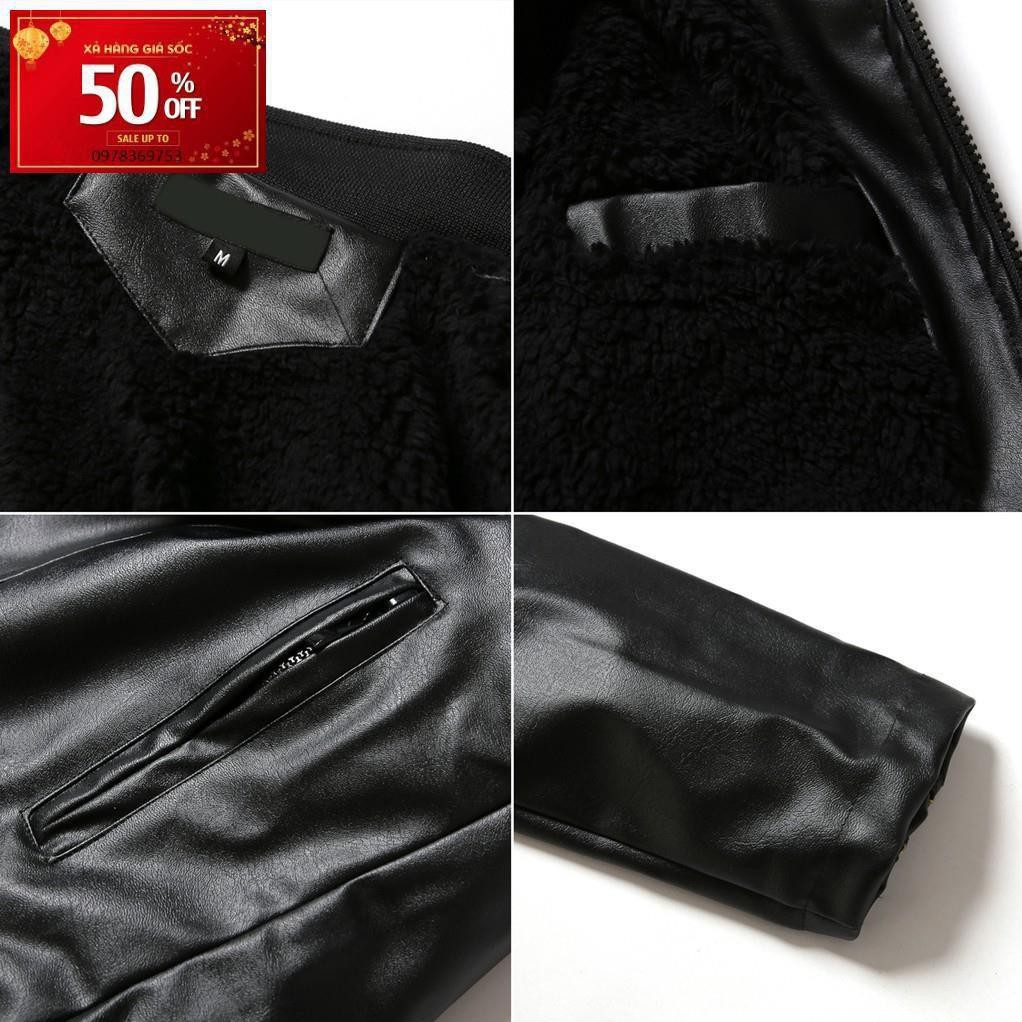 Áo khoác da lót long cao cấp pious ad22 (đen)