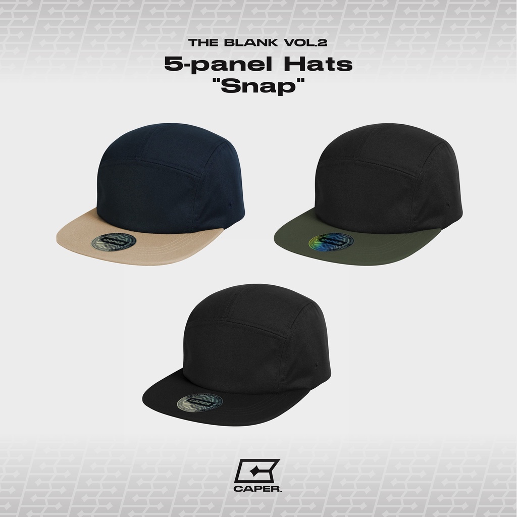Mũ nón Snapback 5-Panel chính hãng Caper trơn phong cách basic vải khaki nhiều màu