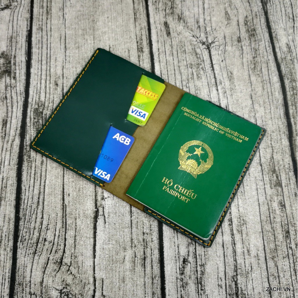 Bóp ví đựng passport, hộ chiếu da bò handmade Zachi PP619