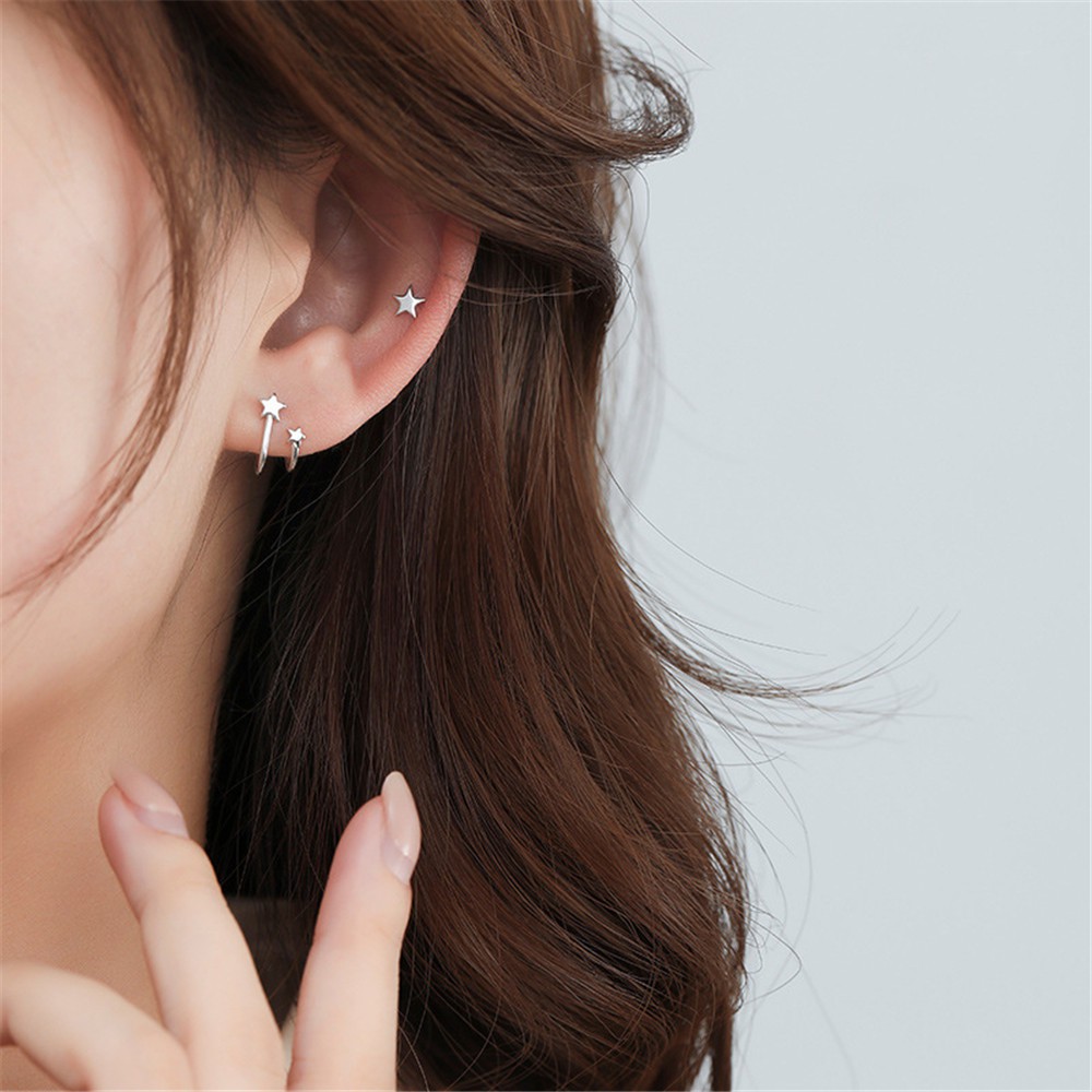 Khuyên Tai Nữ Hình Chữ U Đính Ngôi Sao Xinh Xắn