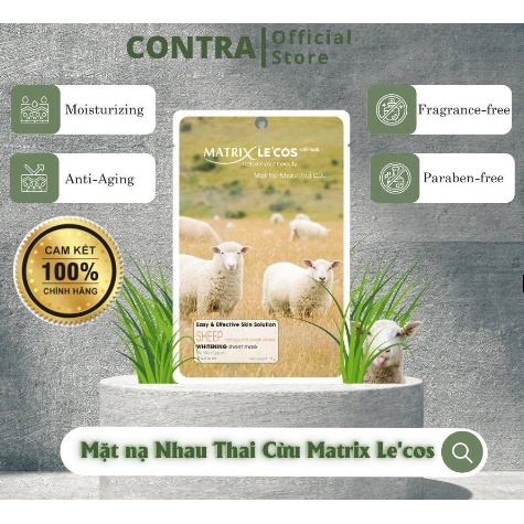Combo mix 3 gói mặt nạ giấy dưỡng ẩm làm trắng da cao cấp Matrix Lecos - Contra Cosmetisc