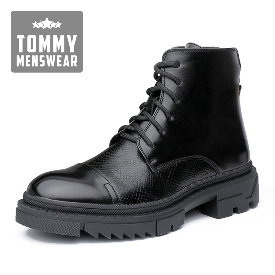 Giày Nam Da Bò Thật Cổ Cao Đen Hàn Quốc TOMMY Giày Boot Nam Đế Cao Bản Lĩnh Phái Mạnh GNK157 | BigBuy360 - bigbuy360.vn