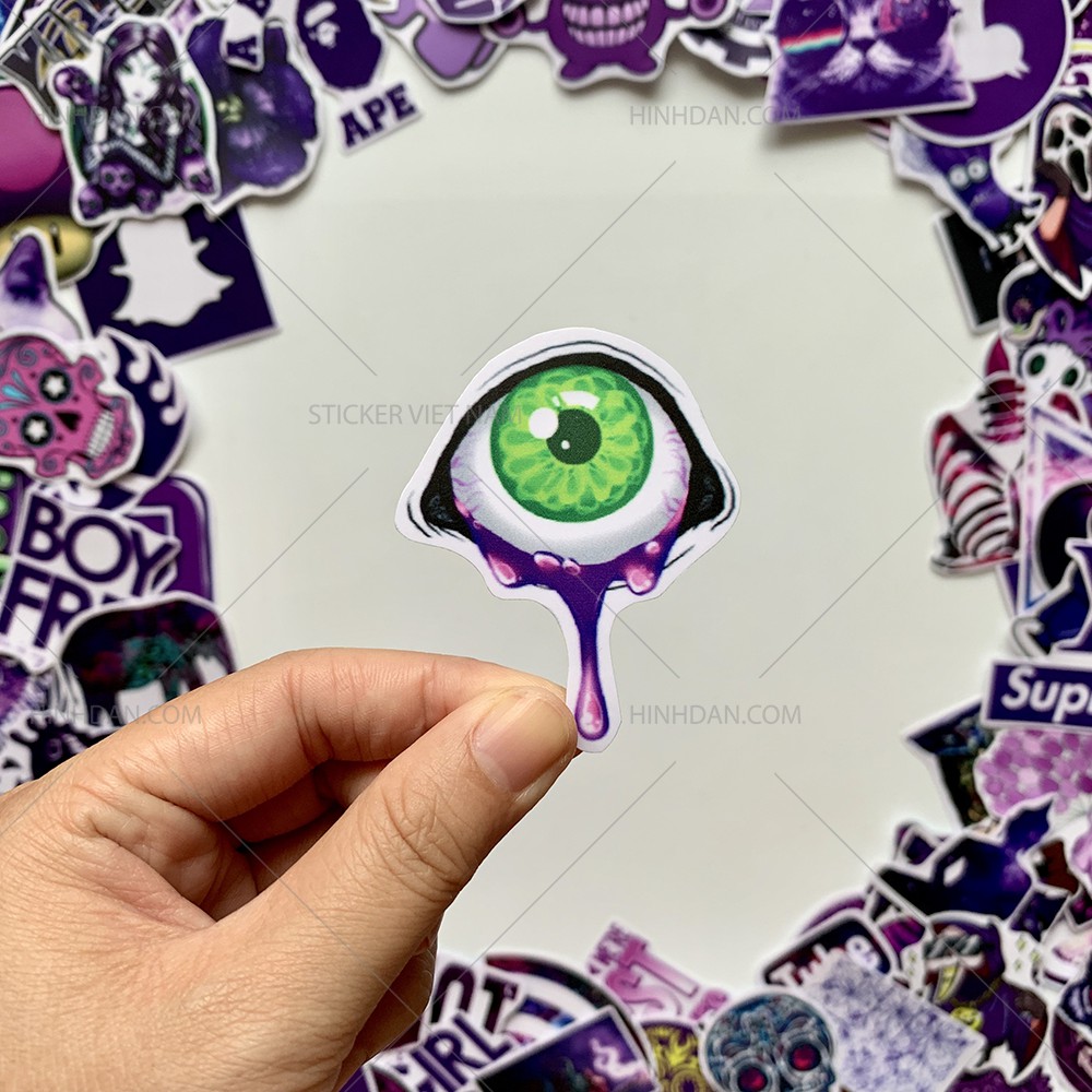 Sticker MÀU TÍM - PURPLE decal hình dán chống nước trang trí xe, laptop, nón bảo hiểm, tem dán