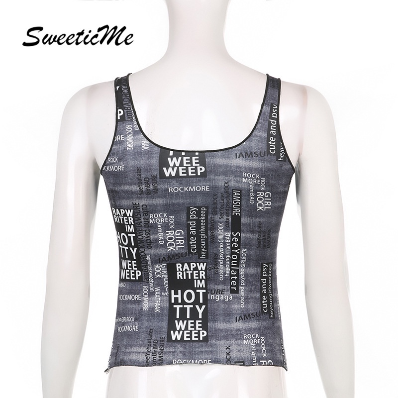Áo Tank Top Màu Sắc Tương Phản In Họa Tiết Thời Trang SweeticMe   Cho Nữ
