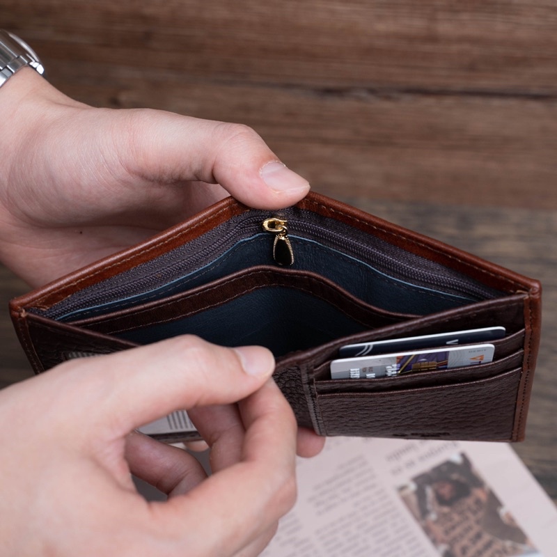 Ví Nam Da Trâu Cao Cấp Novida, Bóp Nam Da Ý Nhập Khẩu, Từ Da Trâu Thượng Hạng