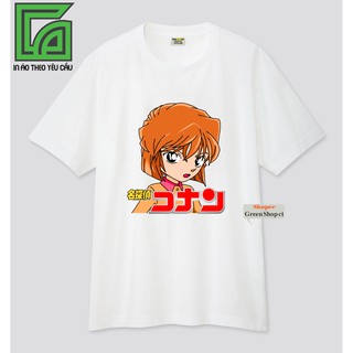 Áo Thun In Hình Haibara Thám Tử Conan Màu Trắng Đen S135
