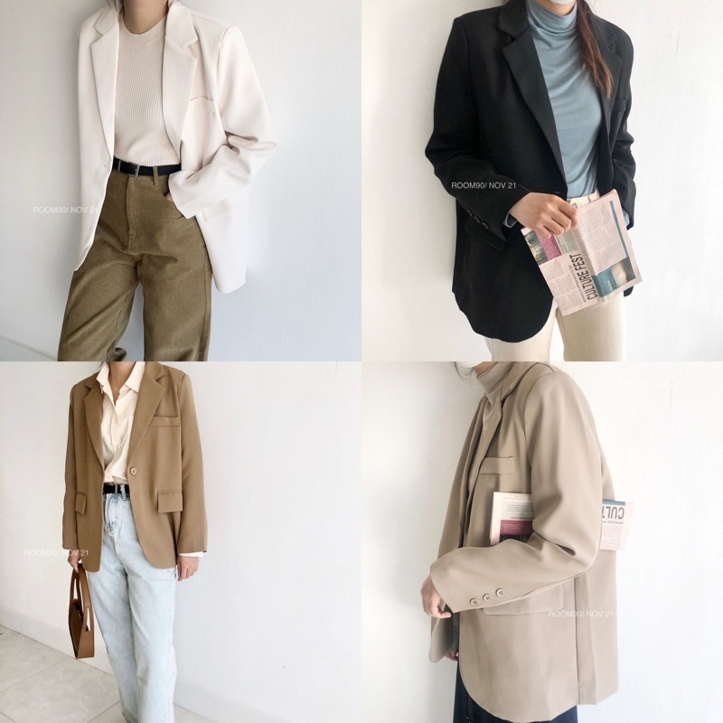 [ Ảnh thật ] Blazer 1 khuy 6819 dáng suông Hàn Quốc